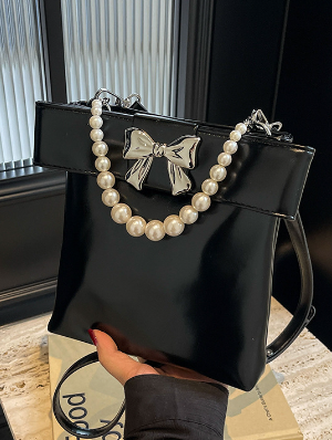 Bow Faux Pearl Chain Shoulder Bags