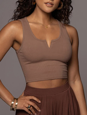 Solid Color Square Neck Backless Tanks 