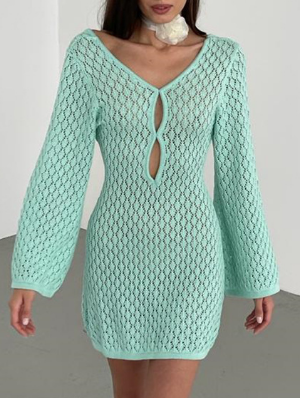 Hollow Out High Rise Bodycon Cover Ups