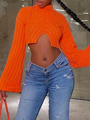 Solid Color Crewneck Cropped T-shirts