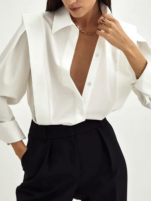Patchwork Long Sleeve Single Breasted Blouses