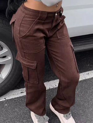 Patchwork Mid-rise Straight Pants