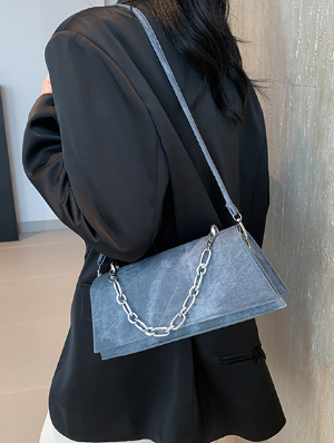 Chain Solid Color PU Satchel Bags