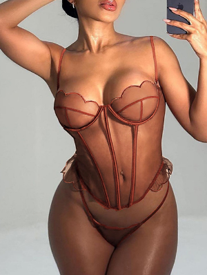 See Through Spaghetti Straps Bodycon Bikinis Sets