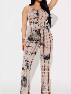 Colorblock Mid-rise Backless Jumpsuits