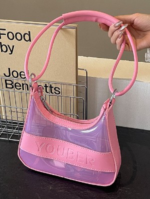 See Through Solid Color Zipper Handbags