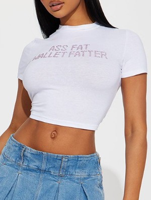 Patchwork Letter Cropped T-shirts