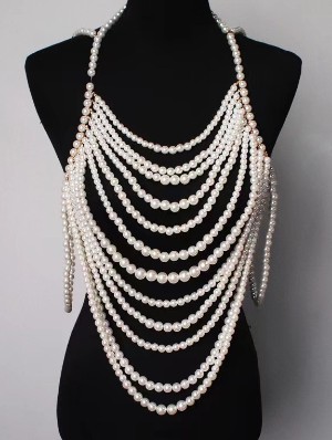 Faux Pearl Clothing Accessories Body Chain 