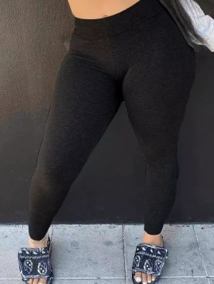 Solid Color Mid-rise Bodycon Pants