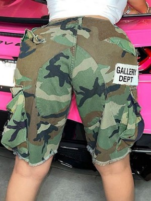 Camouflage Mid-rise Baggy Shorts