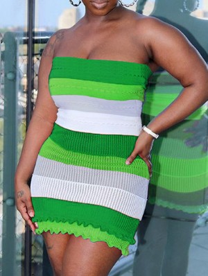 Colorblock High Rise Backless Sleeveless Dresses