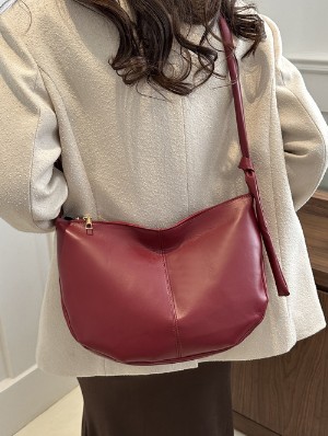 Solid Color Zipper Shoulder Bags