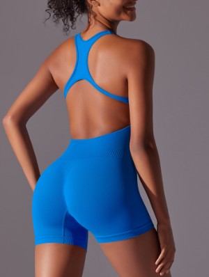 Solid Color Sleeveless Backless Rompers