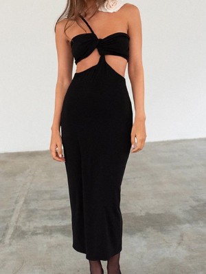 Hollow Out Halter Backless Maxi Dress