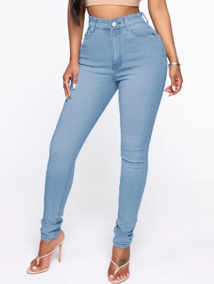 Washed Bodycon High Rise Jeans