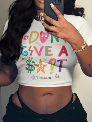 Letter Printed Cropped T-shirts