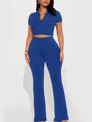 Solid Color High Rise Fitted Pant Sets