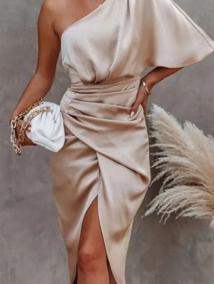 Patchwork One-shoulder Fitted Short Dresses