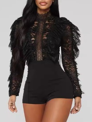 Patchwork See Through Bodycon Rompers