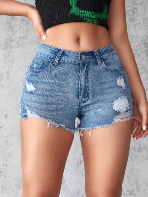 Patchwork High Rise Fitted Shorts