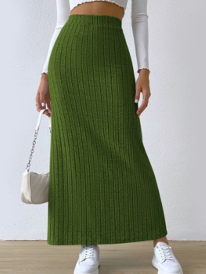 Solid Color High Rise Fitted Skirts
