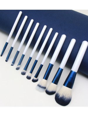 10 Pcs Pure Wooden Handle Makeup Brush Set