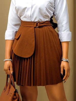 Lace Up High Rise Fitted Skirts