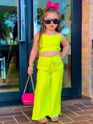 Solid Color Boat Neck Cropped Girl Clothing Sets
