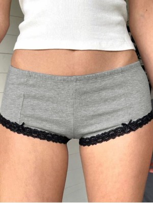 Patchwork Knitting Low Rise Shorts