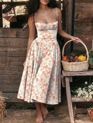 Print Mid-rise A-line Sleeveless Dresses