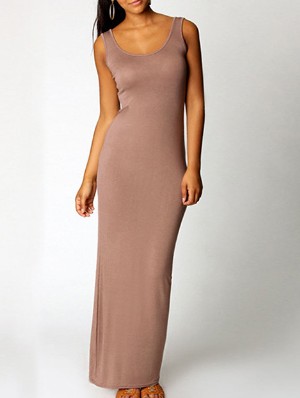 Crewneck Fitted Sleeveless Maxi Dress