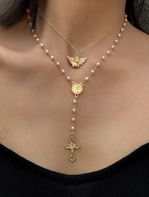 Chain Cross Alloy Annular Necklaces