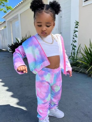 Tie Dye Hooded Loose Girl Clothing Sets