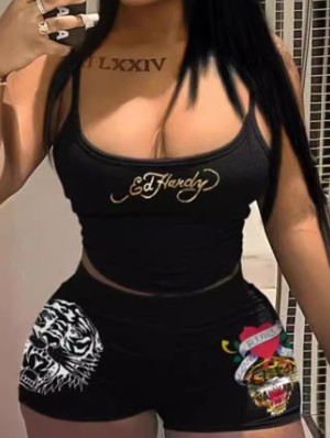 Tiger Roar Printed Cropped Tank Short Sets