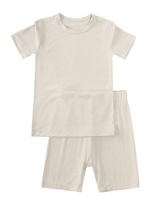 Solid Color Crewneck Fitted Girl Clothing Sets