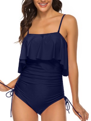 Solid Color Square Neck Fitted One-Pieces
