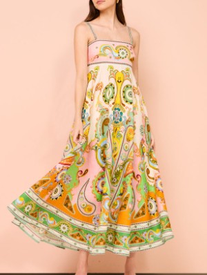Colorblock  Ethnic Spaghetti Straps Dresses