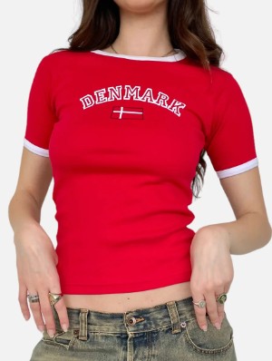 Letter Pattern Crewneck Short Sleeve T-shirts