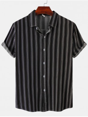 Striped Cotton Loose Shirts For Men