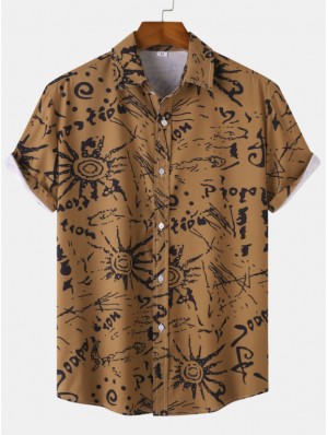 Abstract Printing Short Sleeve Loose Shirts