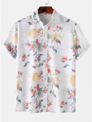 Flower Cotton Loose Shirts For Men