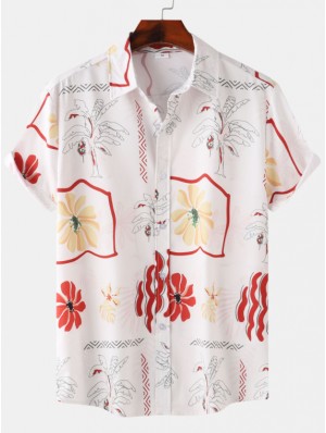 Floral Cotton Loose Shirts For Men