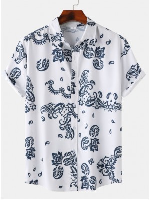 Abstract Printing Cotton Loose Shirts