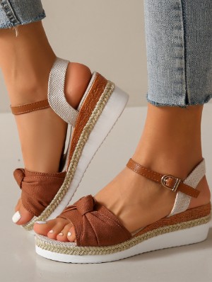 Bow Peep Toe Wedge Sandals