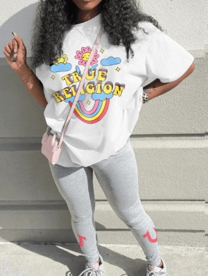 Rainbow Cartoon Printed Loose Pant Sets