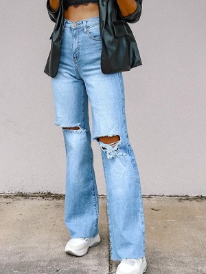 Ripped Denim High Rise Jeans