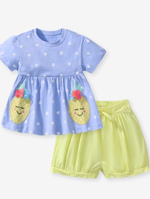 Dots Crewneck Cotton Girl Clothing Sets