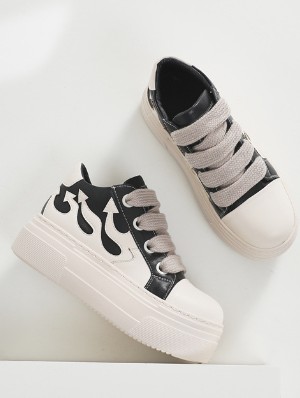Colorblock Flame PU Patchwork Platform Sneaker