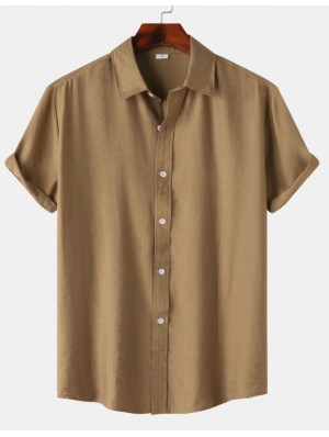 Solid Color Cotton Loose Shirts