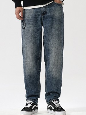 Washed Straight Loose Men's Jeans